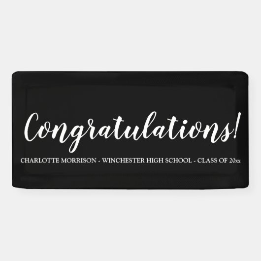 Banderoles Félicitations black custom script graduation (Horizontal)