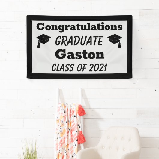 Banderoles Félicitations Black Silver Graduate Graduate Gradu (En situation)