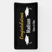 Banderoles Félicitations Black White et Gold Graduation (Verticale)