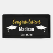 Banderoles Félicitations Black White et Gold Graduation (Horizontal)