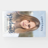 Banderoles Félicitations Bleu Script Photo Graduation (Horizontal)