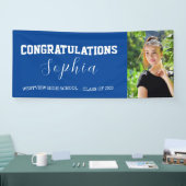 Banderoles Félicitations Blue Graduate Party Photo (Salon professionnel)