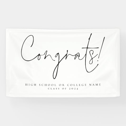 Banderoles Félicitations Classe 2024 Script College Grad (Horizontal)