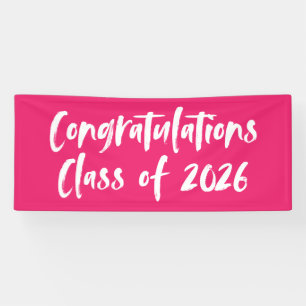 Banderoles Félicitations Classe de 2025 Hot Pink Graduation