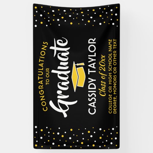 Banderoles Félicitations Confetti Black Gold Jaune (Vertical)