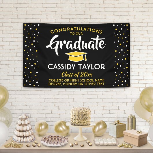 Banderoles Félicitations Confetti Black Gold Jaune