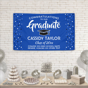 Banderoles Félicitations Confetti Royal Bleu et Blanc