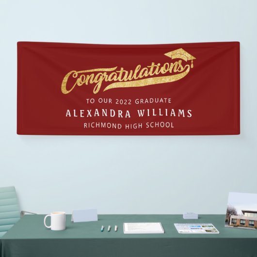 Banderoles Félicitations de diplôme simple moderne bordeaux (Salon professionnel)