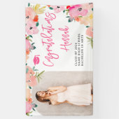 Banderoles Félicitations de graduation fleurie du jardin boho (Vertical)