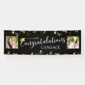 Banderoles FÉLICITATIONS DE Script Étoiles de photo noir (Horizontal)