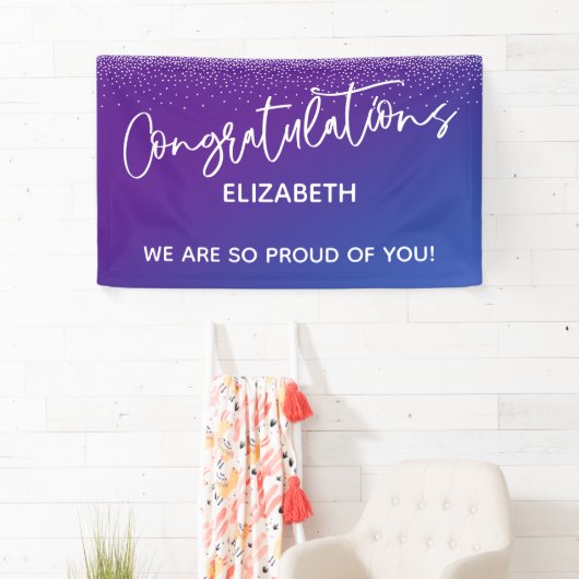 Banderoles Félicitations Décontracté bleu et violet Ombre (En situation)