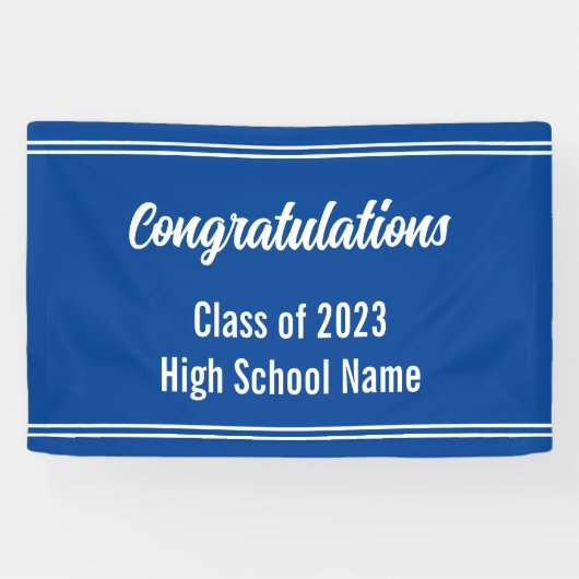Banderoles Félicitations Deep Blue and White High School (Horizontal)