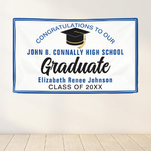 Banderoles Félicitations diplômé bleu personnalisé pour la fê