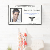 Banderoles Félicitations diplômé Caducée Noir Blanc (En situation)