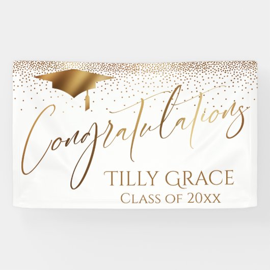 Banderoles Félicitations Diplômé, Classe d'or Confetti (Horizontal)