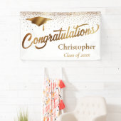 Banderoles Félicitations Diplômé, Classe d'or sur blanc (En situation)