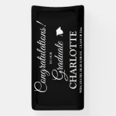 Banderoles Félicitations diplômé coutume noir blanc script (Verticale)