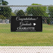 Banderoles Félicitations diplômé coutume noir blanc script (Insitu)