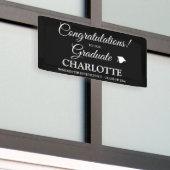 Banderoles Félicitations diplômé coutume noir blanc script (Bâtiment extérieur)