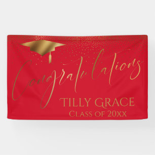 Banderoles Félicitations Diplômé Gold Confetti Cerry Rouge