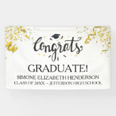 Banderoles Félicitations Diplômé Gold Confetti Streamers Pers (Horizontal)