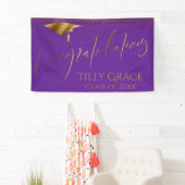 Banderoles Félicitations Diplômé Gold Confetti sur Purple (En situation)