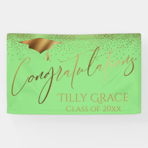 Banderoles Félicitations Diplômé Gold Confetti Vert clair