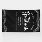 Banderoles Félicitations Diplômé noir blanc (Horizontal)