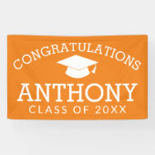 Banderoles Félicitations Diplômé PEUT MODIFIER orange (Horizontal)