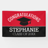 Banderoles Félicitations Diplômé - Red Black Graduation (Horizontal)