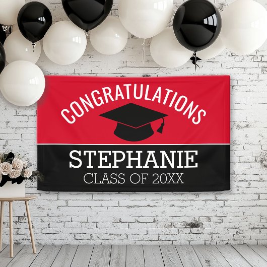 Banderoles Félicitations Diplômé - Red Black Graduation