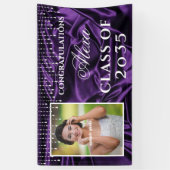 Banderoles Félicitations Diplômé Satin Violet Diamants  (Vertical)