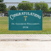 Banderoles Félicitations Docteur en médecine vétérinaire DMV (En situation)