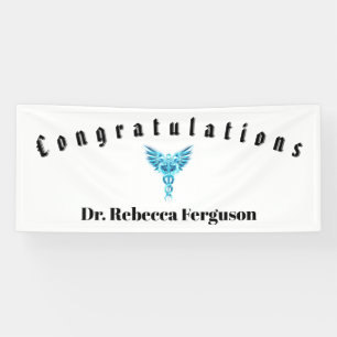 Banderoles Félicitations Docteur Médecin Caduceus Gold