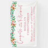 Banderoles Félicitations Écriture Tropicale Fleurs de Retrait (Vertical)