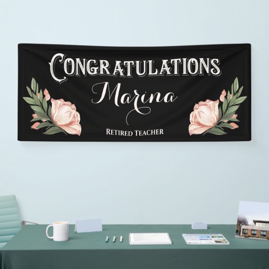 Banderoles Félicitations Élégant Monogramme de retraite des f (Salon professionnel)