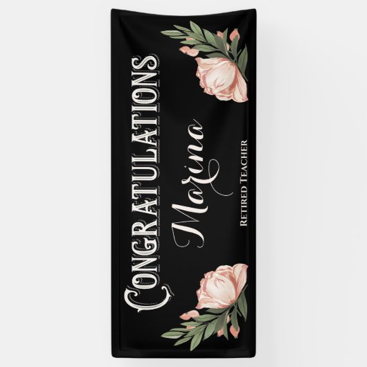 Banderoles Félicitations Élégant Monogramme de retraite des f (Vertical)