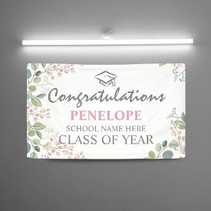 Banderoles Félicitations Élégantes Floral 2025 Graduation