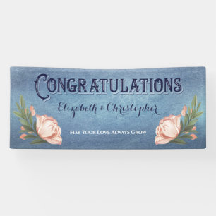 Banderoles Félicitations Engagement Fleurs Roses Roses Rose