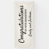 Banderoles Félicitations Fiançailles Nom du script Crème Blan (Vertical)