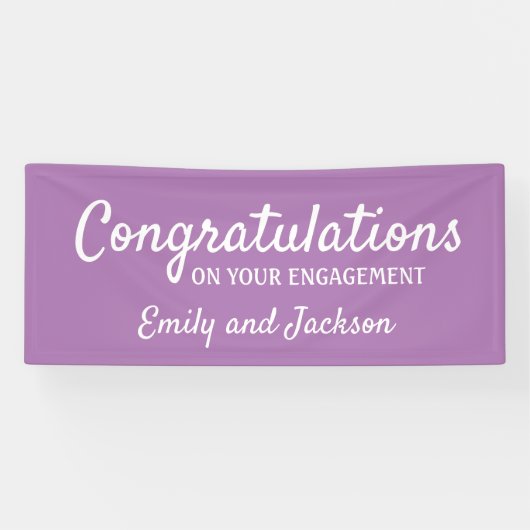 Banderoles Félicitations Fiançailles Nom du script Purple (Horizontal)