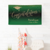 Banderoles Félicitations Gold Confetti Graduation Green (En situation)