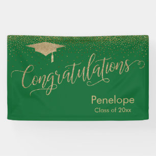 Banderoles Félicitations Gold Confetti Graduation Green