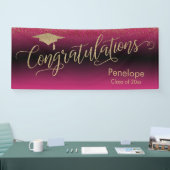 Banderoles Félicitations Gold Confetti Graduation Hot Pink (Salon professionnel)