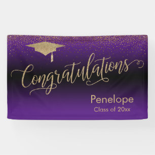 Banderoles Félicitations Gold Confetti Graduation Purple