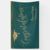 Banderoles Félicitations Gold Confetti Graduation Turquoise (Vertical)