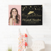 Banderoles Félicitations Gold Et Black Photo Graduation (En situation)