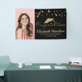 Banderoles Félicitations Gold Et Black Photo Graduation (Salon professionnel)