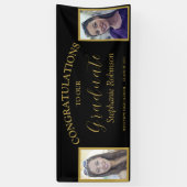 Banderoles Félicitations Gold Script 2 Photo Graduation (Vertical)
