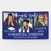 Banderoles Félicitations Grad 2025 Graduation Cap 3 Photo Ble (Horizontal)